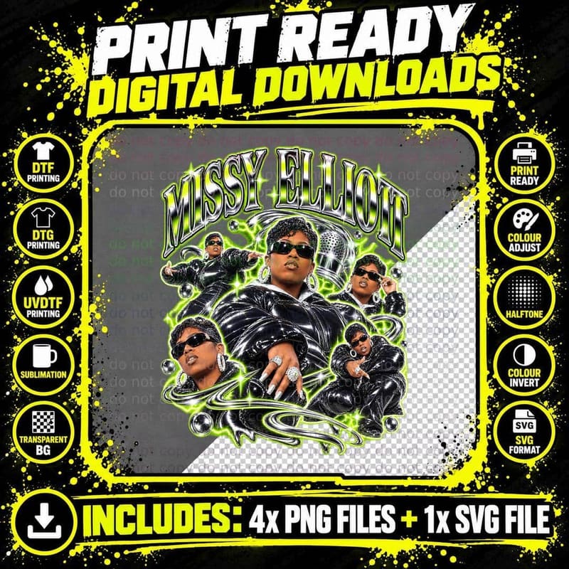 Missy Elliott The Rain Vintage Bootleg 1997 Hip Hop Rap Png SVG Digital Bundle