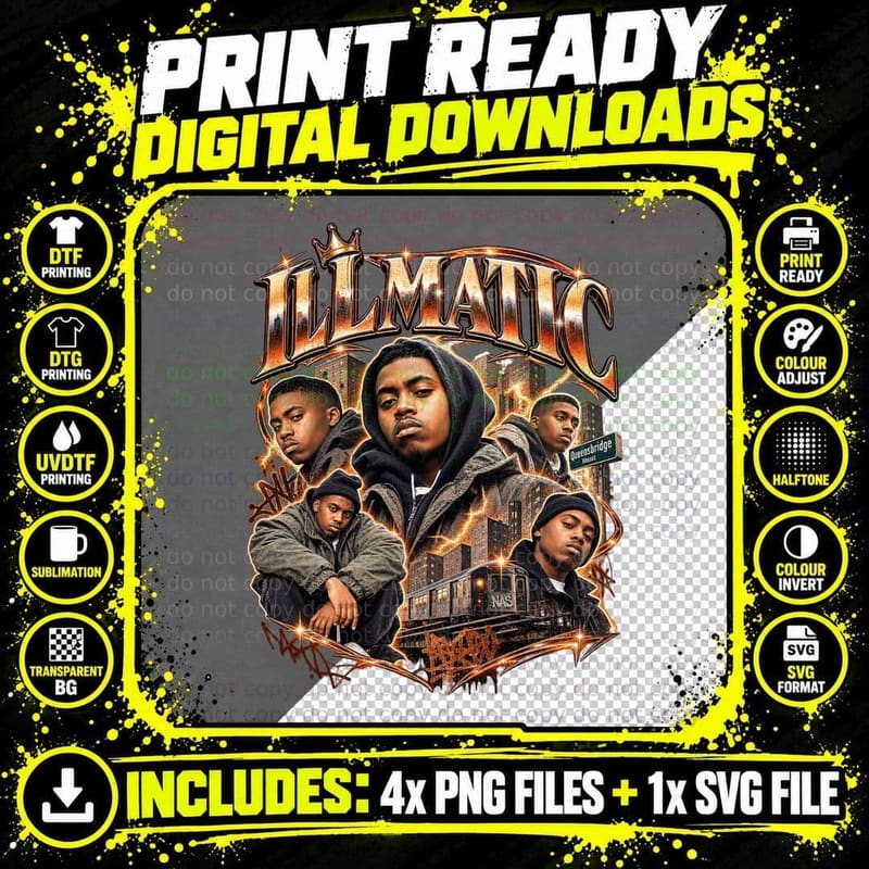 Nas Illmatic Vintage Bootleg 1994 East Coast Hip Hop Rap Png SVG Digital Bundle