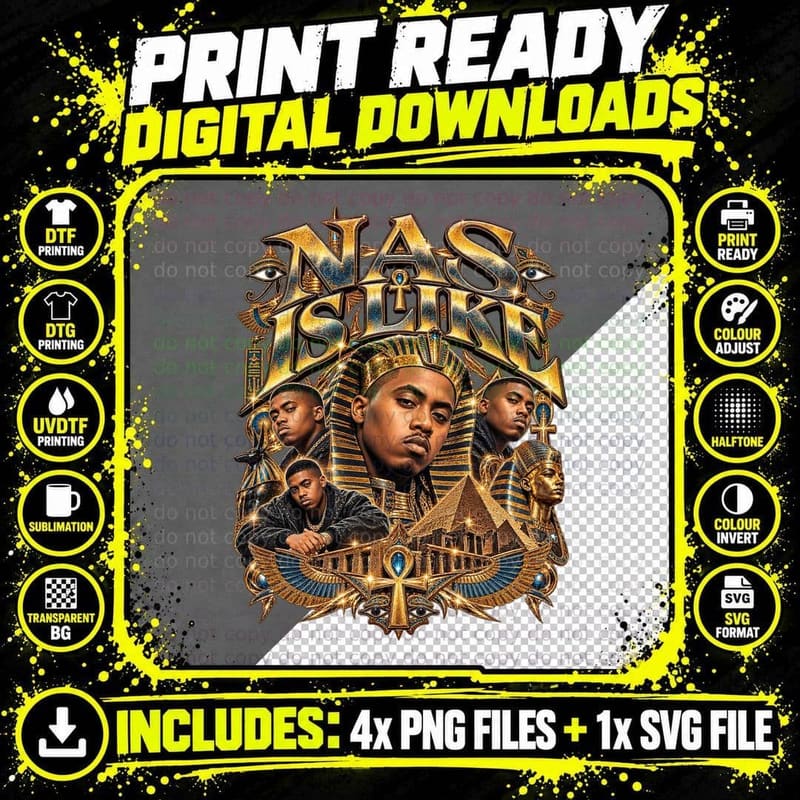 Nas Is Like Vintage Bootleg I Am Album 1999 East Coast Png SVG Digital Bundle