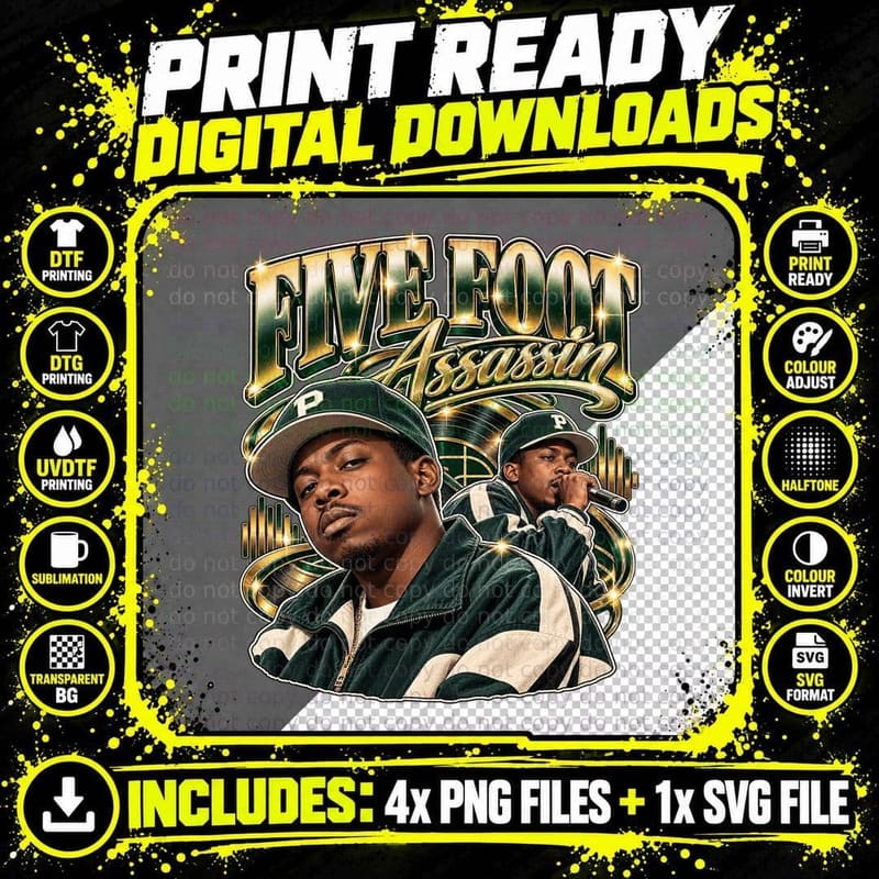 Phife Dawg Retro Five Foot Assassin Midnight Marauders Png SVG Digital Bundle