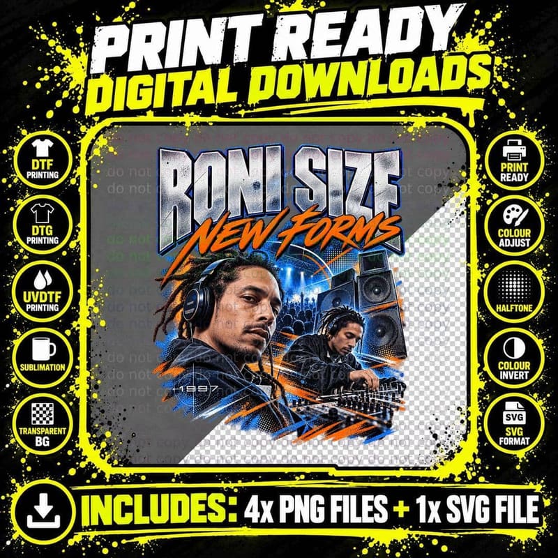 Roni Size Reprazent New Forms Drum and Bass Vintage 90s Png SVG Digital Bundle