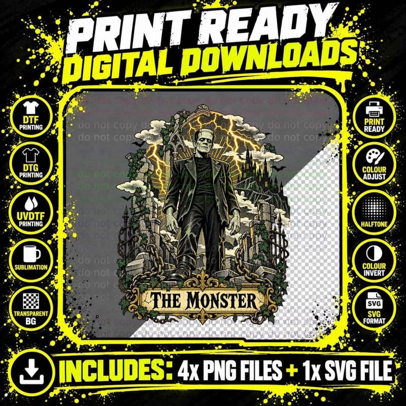 Boris Karloff Frankenstein Monster Vintage Tarot Card Png SVG Digital Bundle
