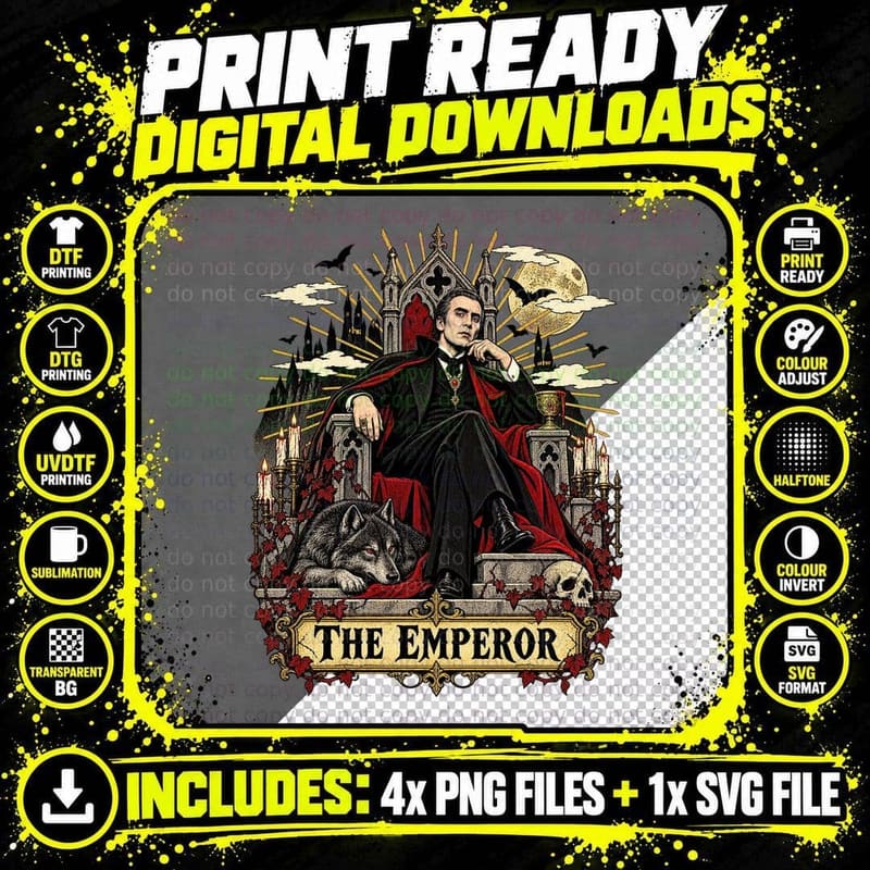Christopher Lee Dracula Hammer Horror Vintage Tarot Card Png SVG Digital Bundle