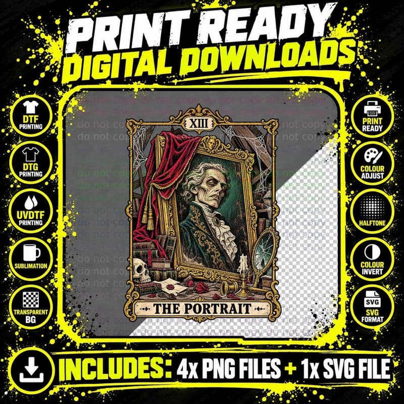 The Picture of Dorian Gray Gothic Tarot Card Victorian Png SVG Digital Bundle