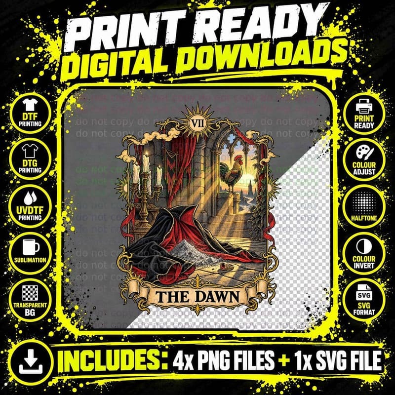 Vampire Sunrise Vintage Tarot Gothic Castle Dracula Png SVG Digital Bundle