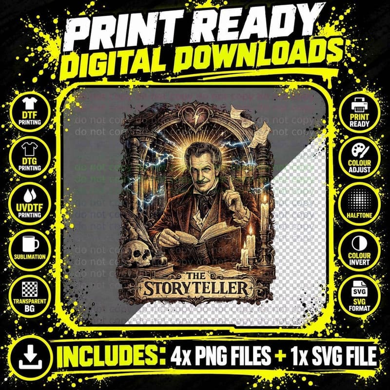 Vincent Price Edgar Allan Poe Vintage Tarot Card Horror Png SVG Digital Bundle