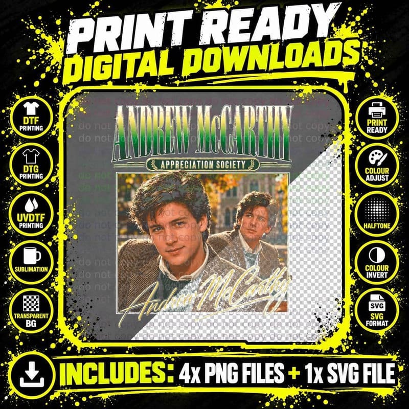 Andrew McCarthy Retro 80s Brat Pack Film Appreciation Png SVG Digital Bundle