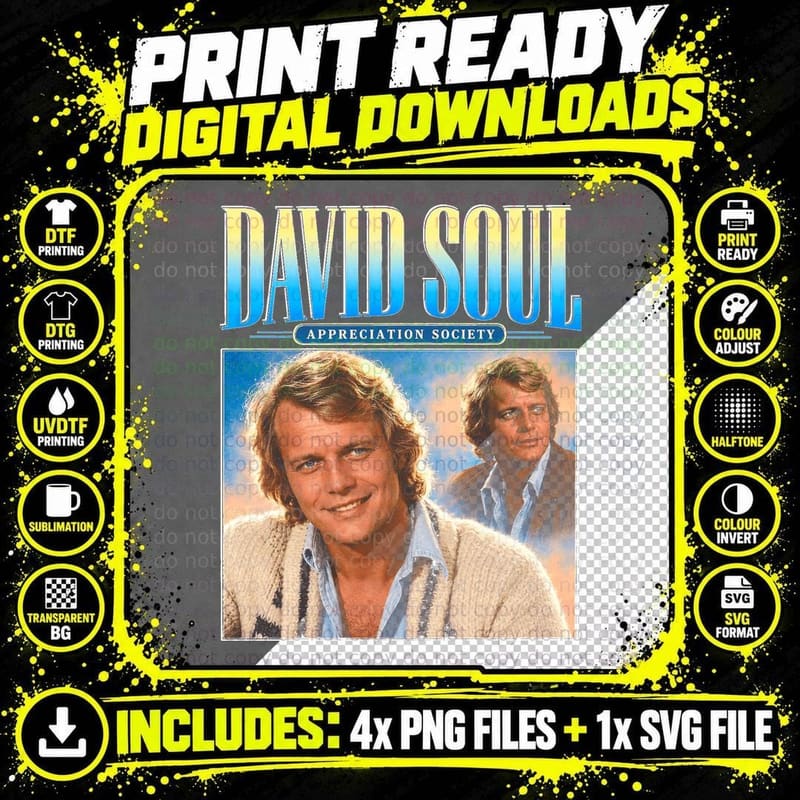David Soul Starsky and Hutch Retro 70s TV Appreciation Png SVG Digital Bundle