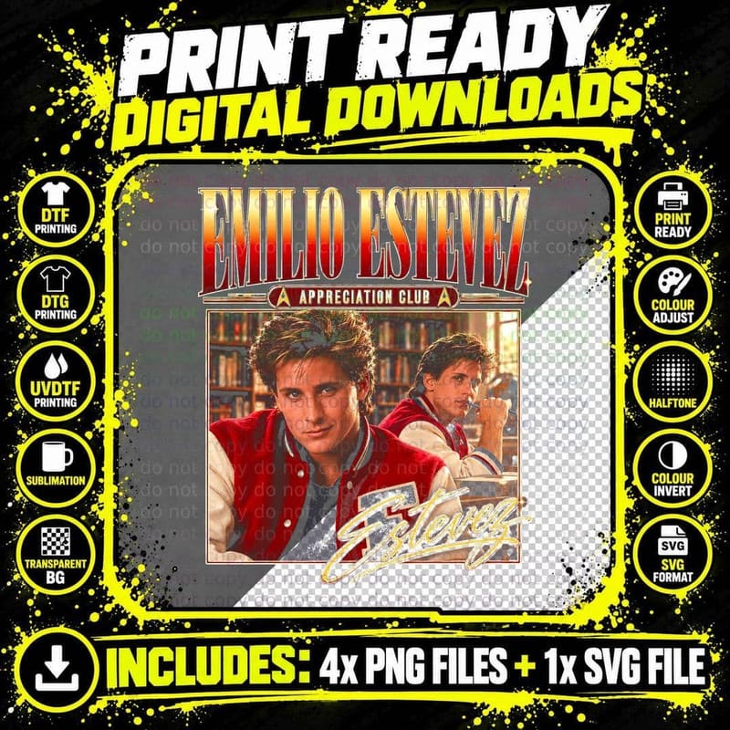 Emilio Estevez Breakfast Club Retro 80s Film Png SVG Digital Bundle