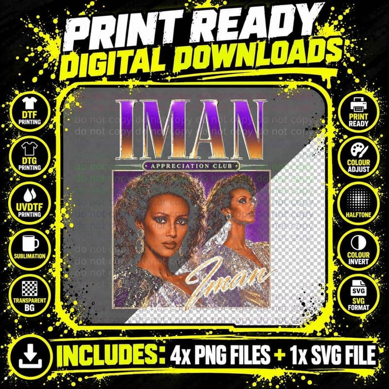 Iman Retro 80s Supermodel Icon Appreciation Club Png SVG Digital Bundle