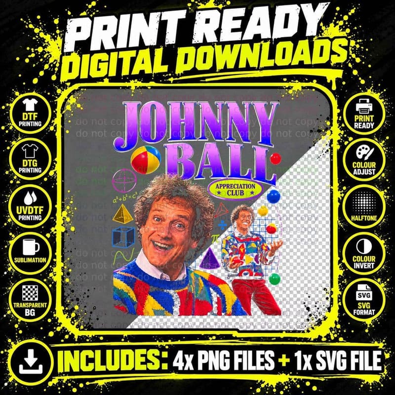 Johnny Ball Think of a Number Retro Kids TV Appreciation Png SVG Digital Bundle
