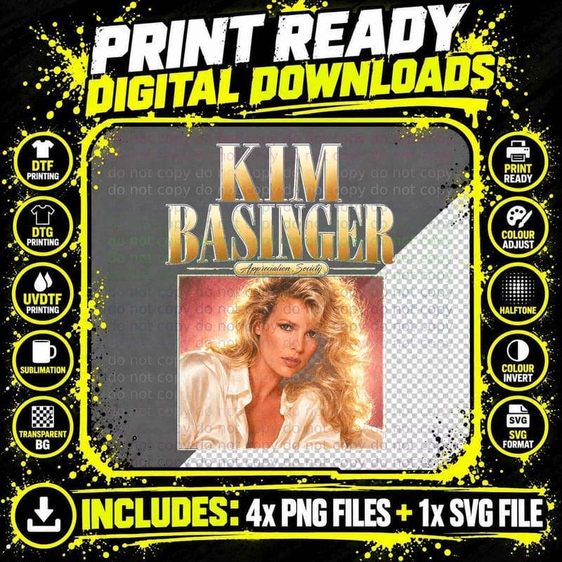 Kim Basinger Retro 80s Film Actress Appreciation Society Png SVG Digital Bundle