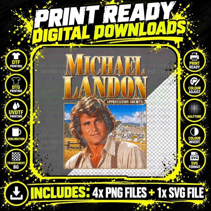 Michael Landon Little House Retro 70s TV Appreciation Png SVG Digital Bundle