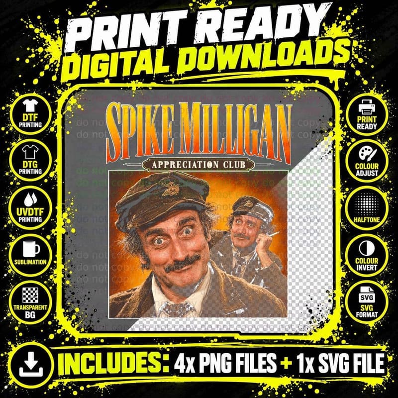 Spike Milligan Goon Show Comedian Retro Appreciation Png SVG Digital Bundle