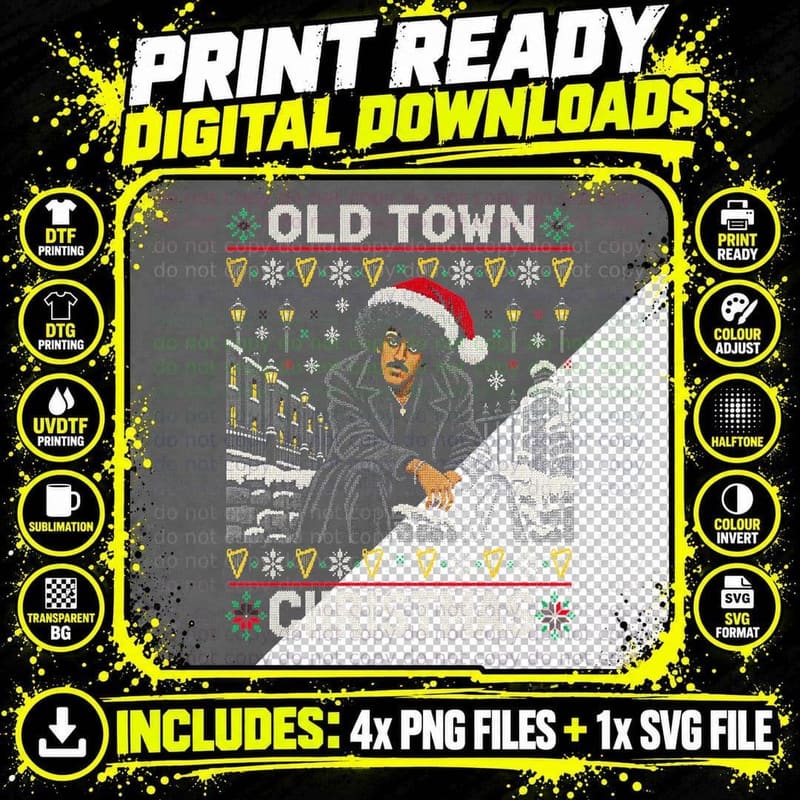 Phil Lynott Old Town Christmas Sweater Thin Lizzy Irish Png SVG Digital Bundle