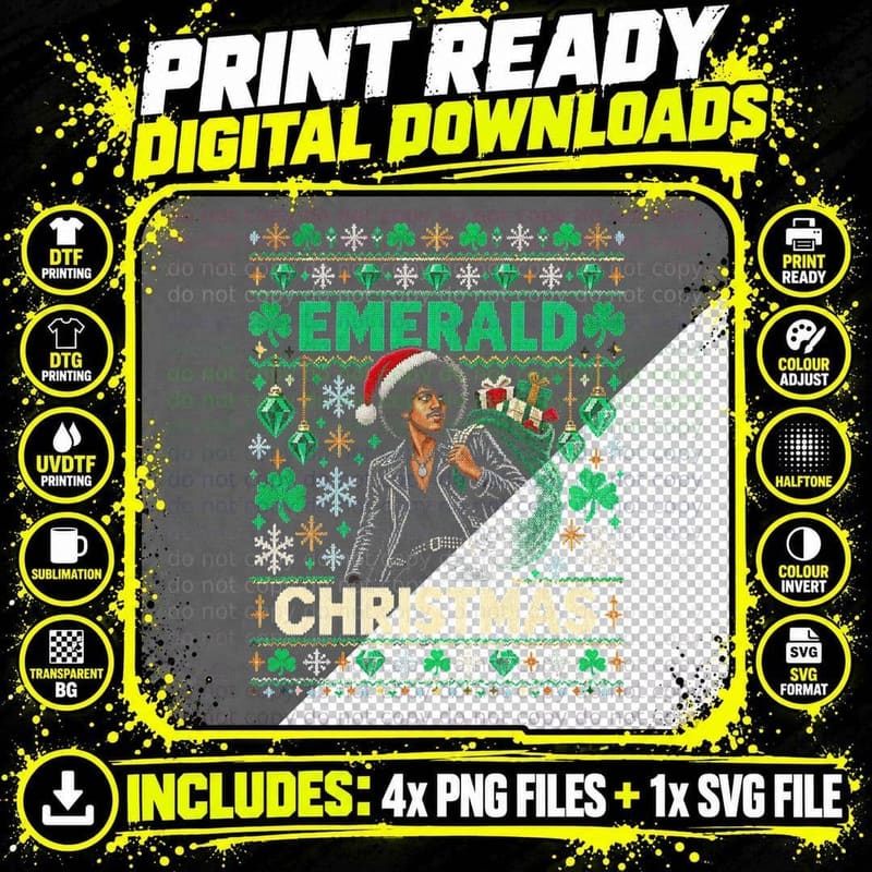 Thin Lizzy Christmas Ugly Sweater Phil Lynott Emerald Png SVG Digital Bundle