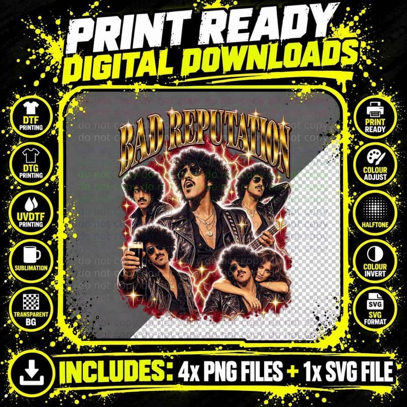 Thin Lizzy Vintage Bootleg Phil Lynott Bad Reputation Png SVG Digital Bundle