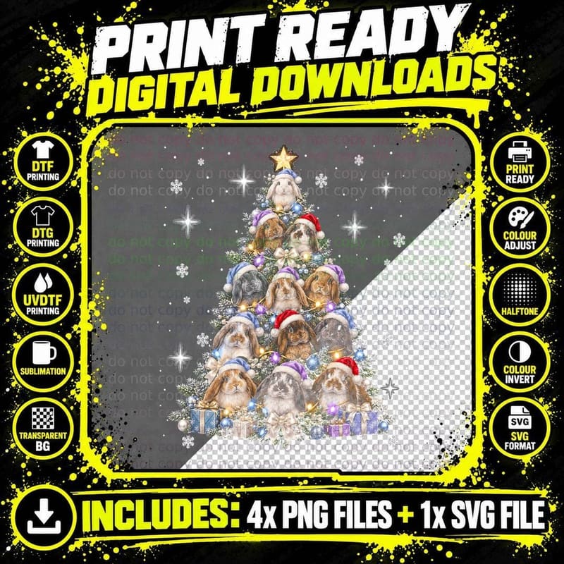 Shih Tzu Dog Christmas Tree Santa Hats Dog Lover Xmas Png SVG Digital Bundle