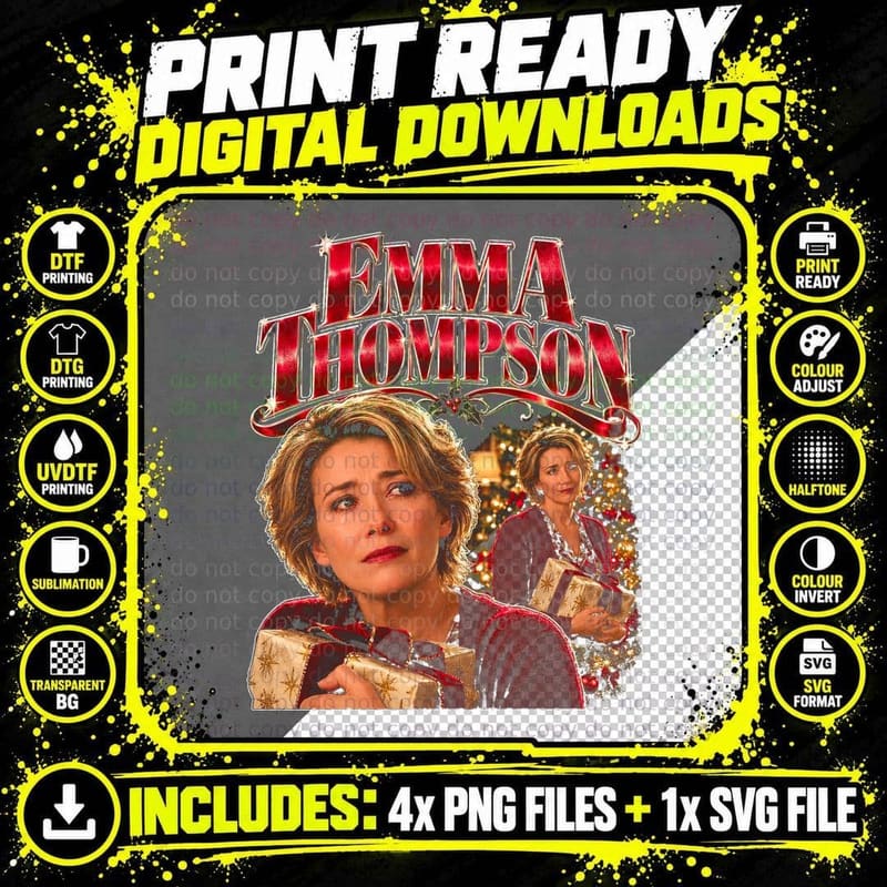 Emma Thompson Christmas Movie Retro Bootleg Gift for Fan Png SVG Digital Bundle