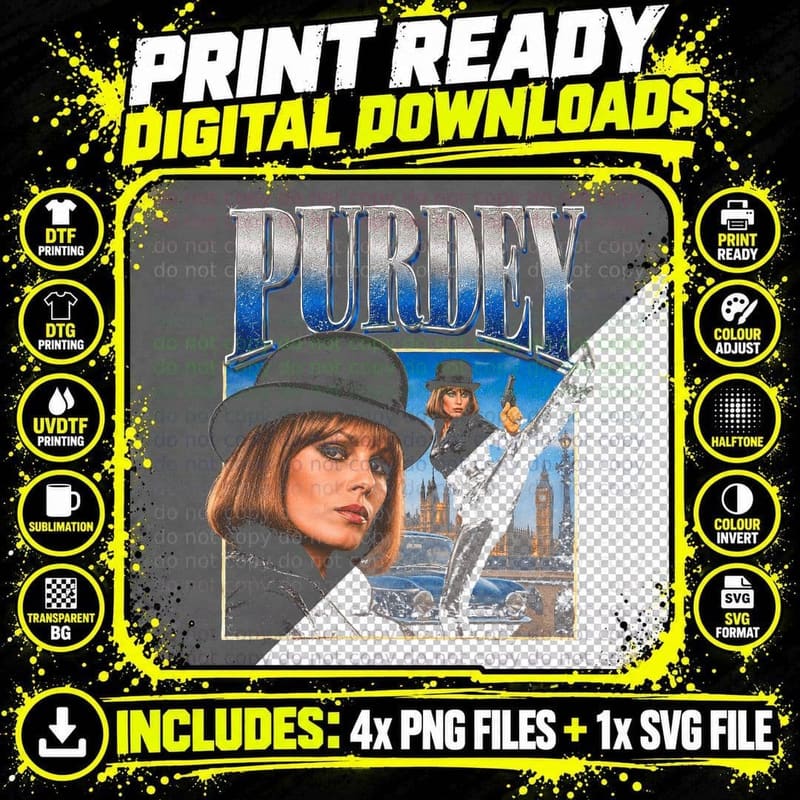 Joanna Lumley Purdey New Avengers Retro 70s British TV Png SVG Digital Bundle