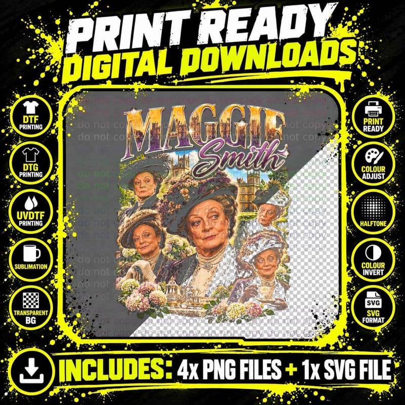 Maggie Smith Retro British Actress Movie Bootleg Gift Png SVG Digital Bundle