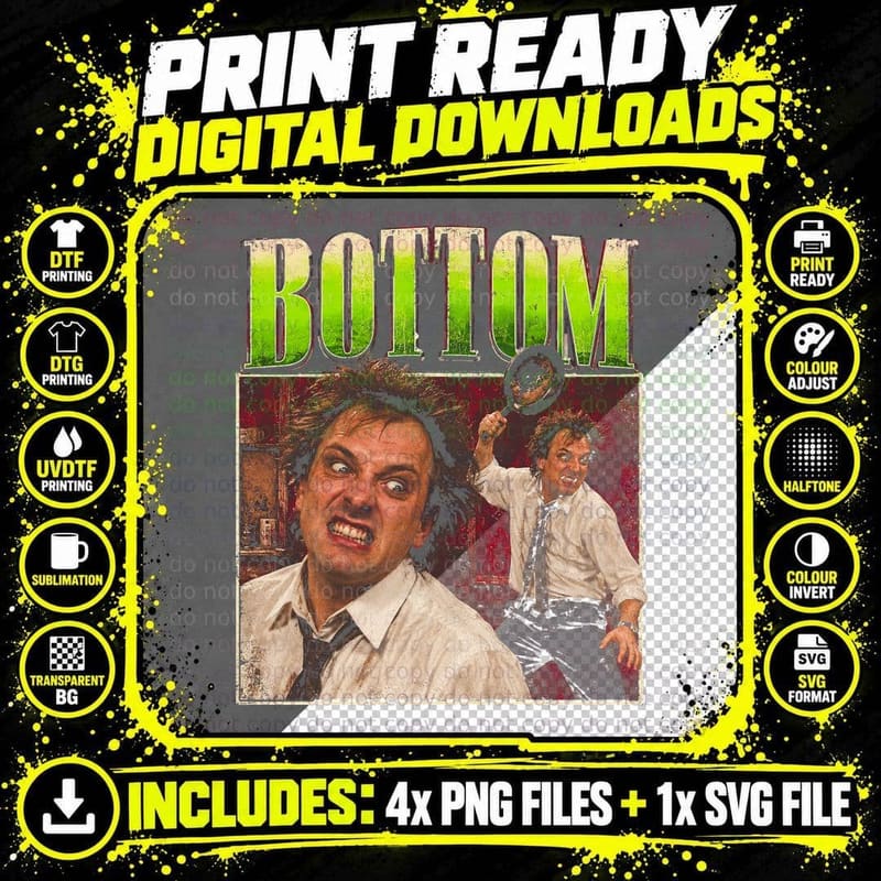 Rik Mayall Bottom Retro British Comedy Bootleg Gift for Png SVG Digital Bundle
