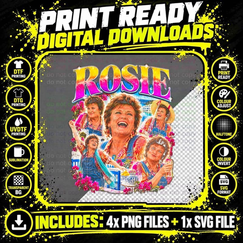 Rosie Retro British TV Comedy Drama Bootleg Gift for Fan Png SVG Digital Bundle