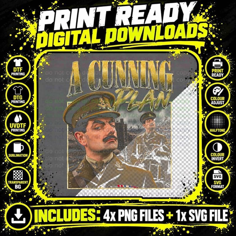 Rowan Atkinson Blackadder A Cunning Plan Retro British Png SVG Digital Bundle