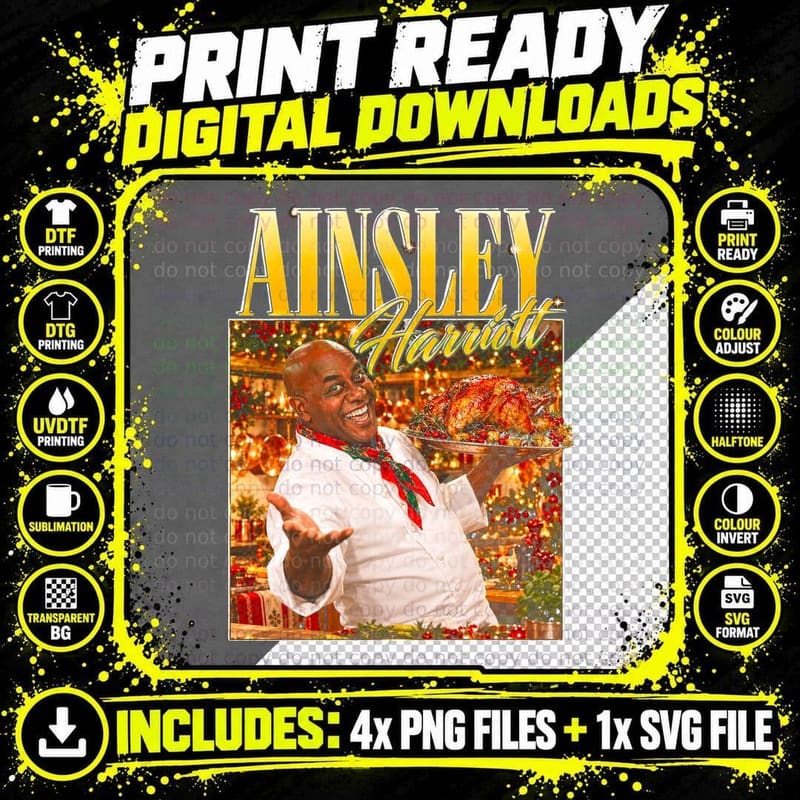 Ainsley Harriott Christmas Roast Turkey Chef Png SVG Digital Bundle