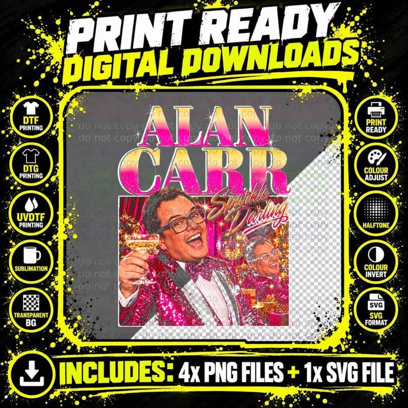 Alan Carr Christmas Sparkle Darling Appreciation Funny Png SVG Digital Bundle