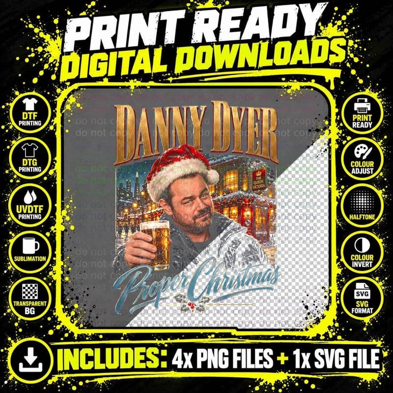 Danny Dyer Christmas Vintage British East End Pub Retro Png SVG Digital Bundle
