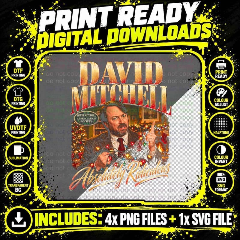 David Mitchell Christmas Vintage British Comedy Png SVG Digital Bundle