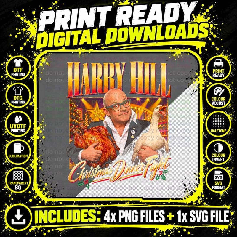 Harry Hill Christmas Vintage British Comedy Turkey Goose Png SVG Digital Bundle
