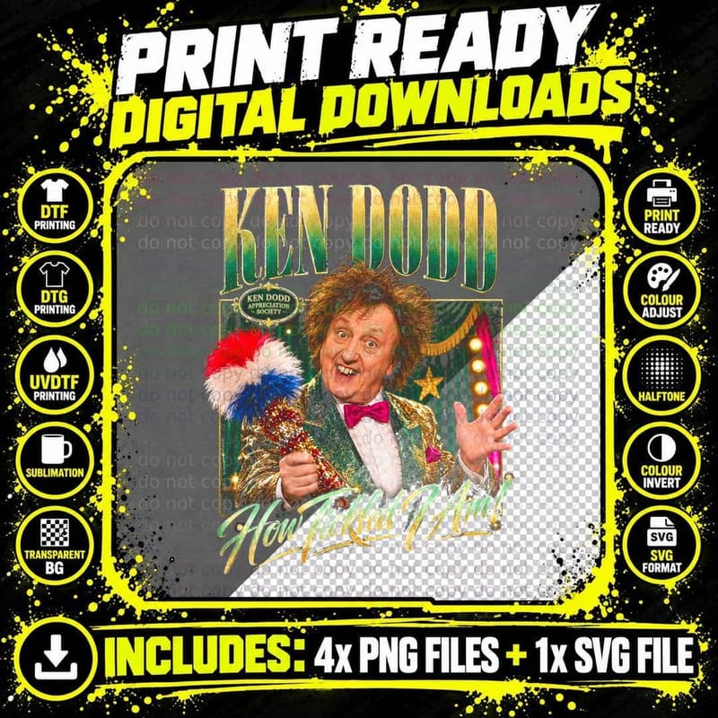 Ken Dodd Christmas Vintage British Comedy Appreciation Png SVG Digital Bundle