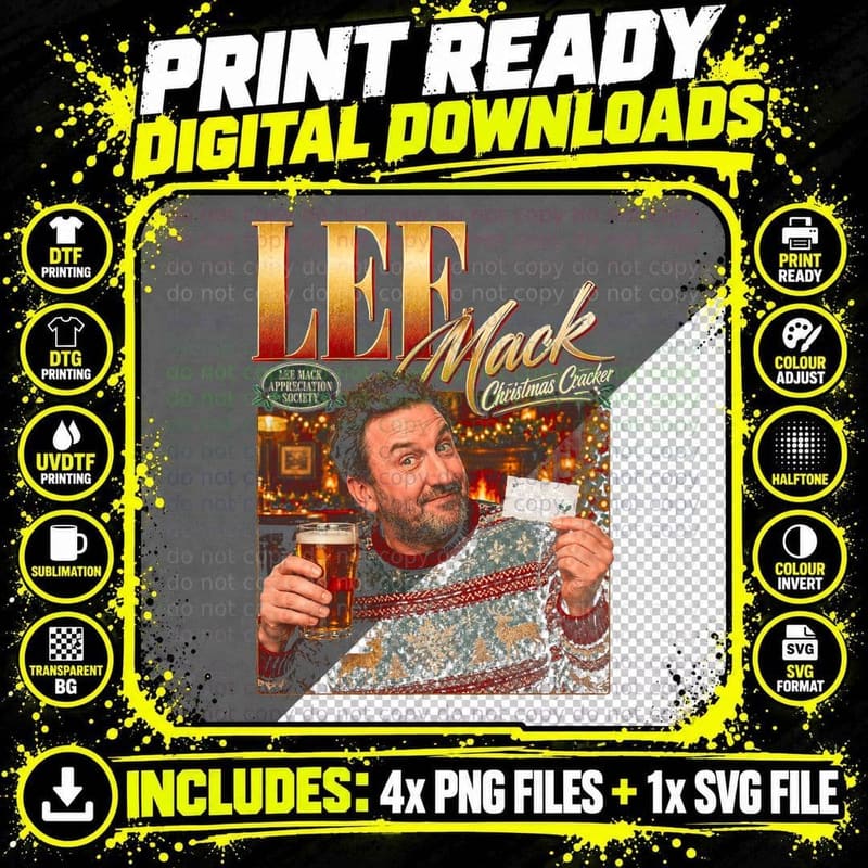 Lee Mack Christmas Ugly Sweater Retro British Comedian Png SVG Digital Bundle