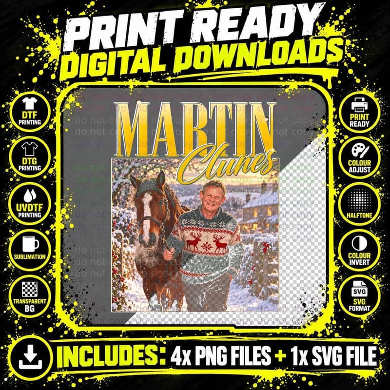 Martin Clunes Christmas Jumper Shire Horse Appreciation Png SVG Digital Bundle