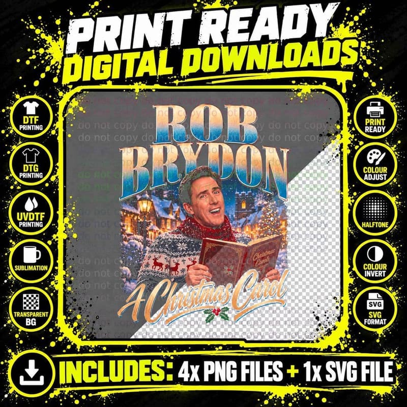 Rob Brydon Christmas Vintage British Comedy Carol Png SVG Digital Bundle