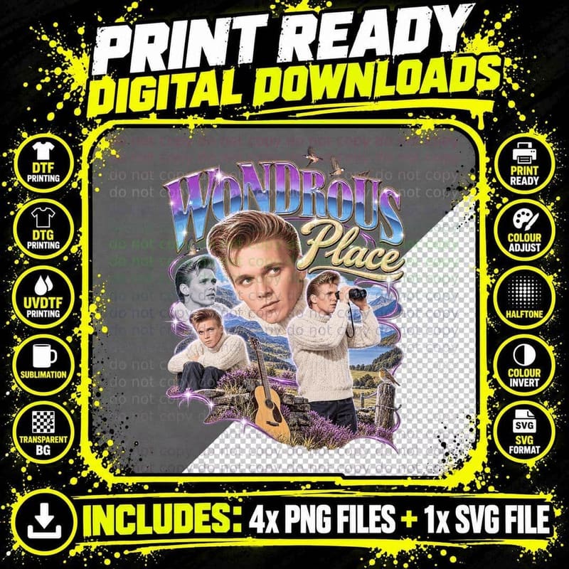 Billy Fury Retro Airbrush Wondrous Place 1963 Png SVG Digital Bundle