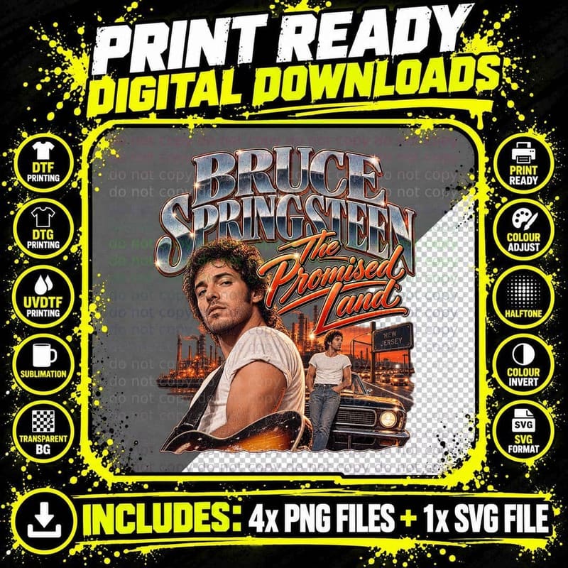 Bruce Springsteen The Promised Land Vintage 70s Classic Png SVG Digital Bundle