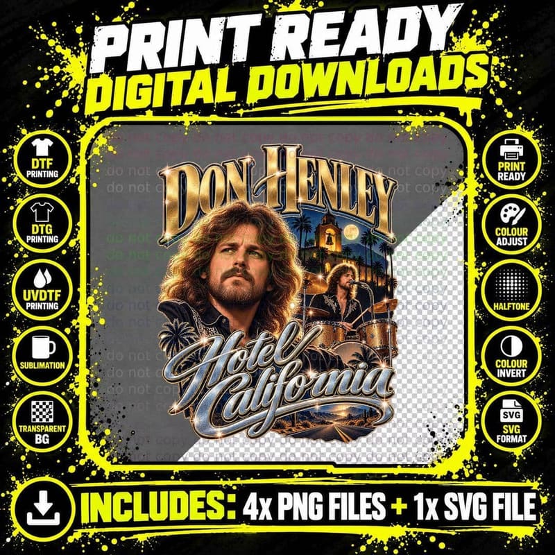 Don Henley Hotel California Eagles Vintage 70s Classic Png SVG Digital Bundle