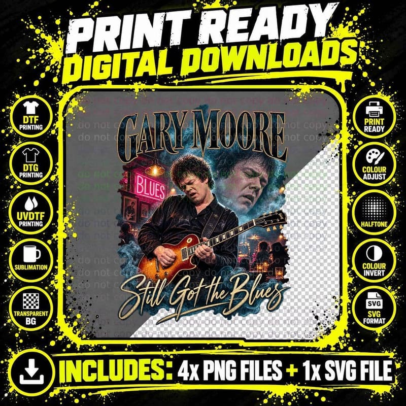 Gary Moore Still Got the Blues Vintage 1990 Blues Rock Png SVG Digital Bundle