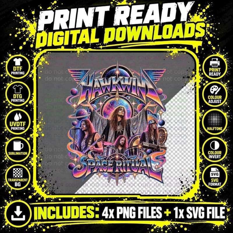 Hawkwind Space Ritual Vintage 1973 Psychedelic Space Png SVG Digital Bundle