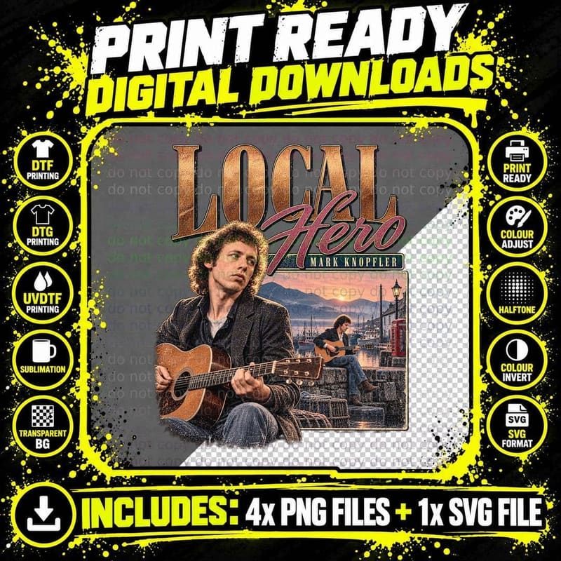 Local Hero Vintage Mark Knopfler Acoustic Soundtrack Png SVG Digital Bundle