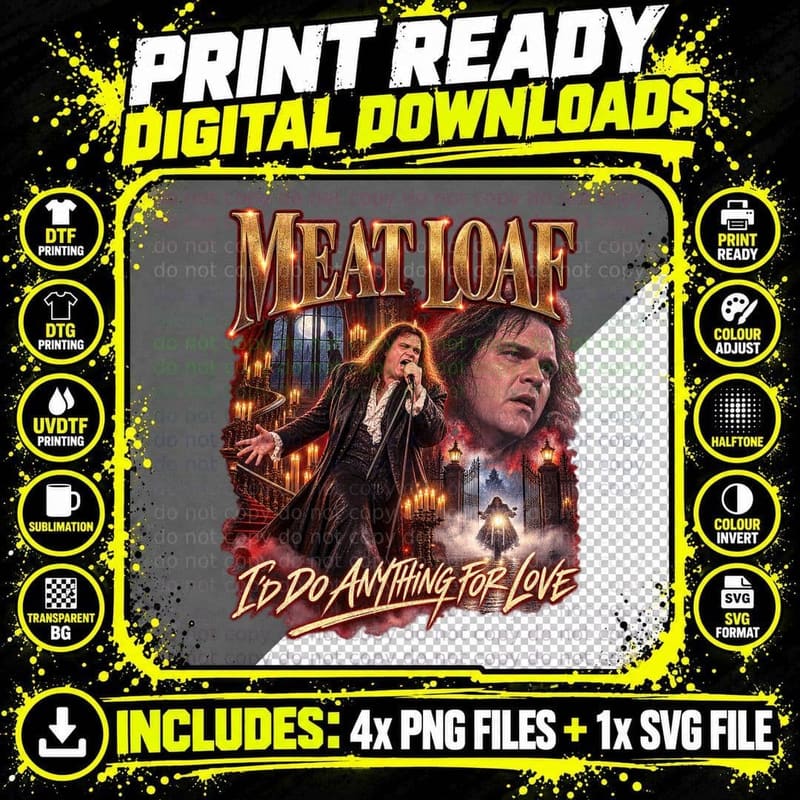 Meat Loaf Vintage I'd Do Anything For Love Gothic Rock Png SVG Digital Bundle