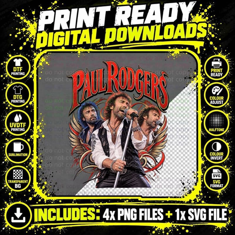 Paul Rodgers Vintage Bad Company Can't Get Enough 70s Png SVG Digital Bundle