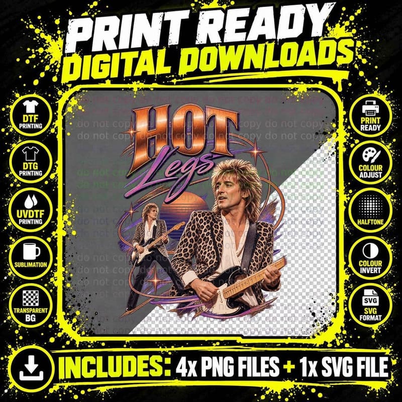 Rod Stewart Hot Legs Vintage Glam Rock 70s Music T-Shirt Png SVG Digital Bundle
