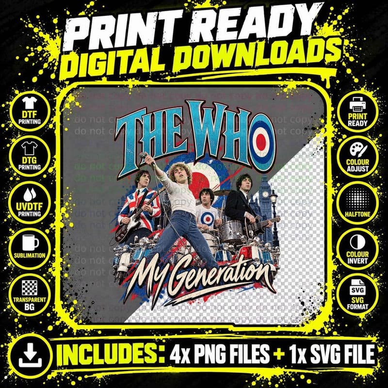 The Who Vintage My Generation 60s Mod British Invasion Png SVG Digital Bundle
