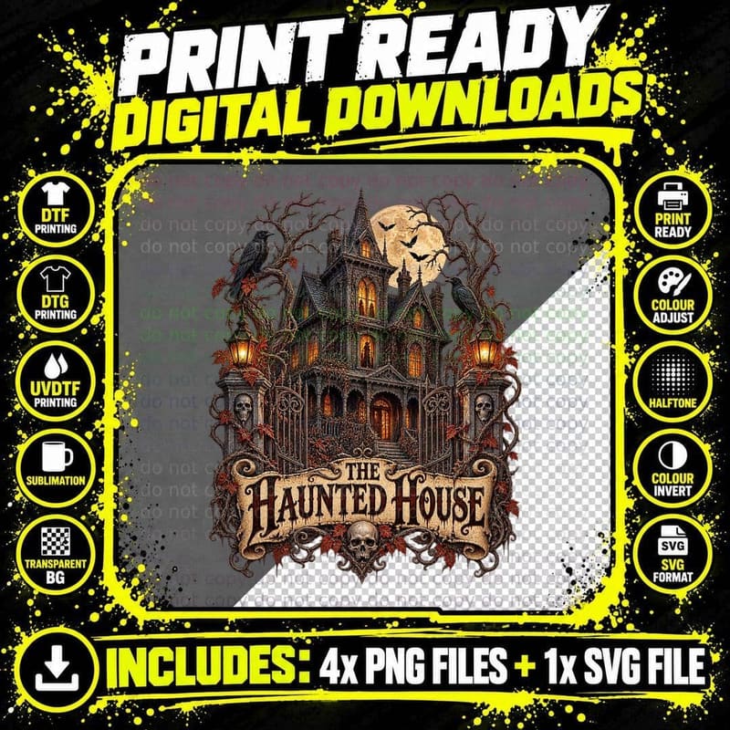 The Haunted House Victorian Gothic Png SVG Digital Bundle