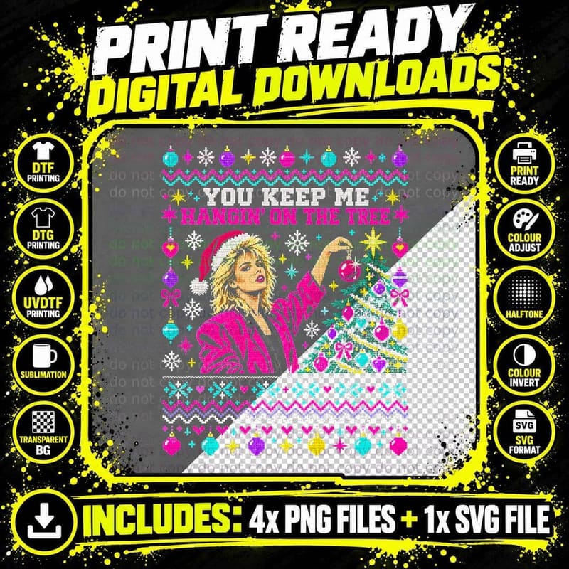 Kim Wilde You Keep Me Hangin On The Tree Christmas Png SVG Digital Bundle