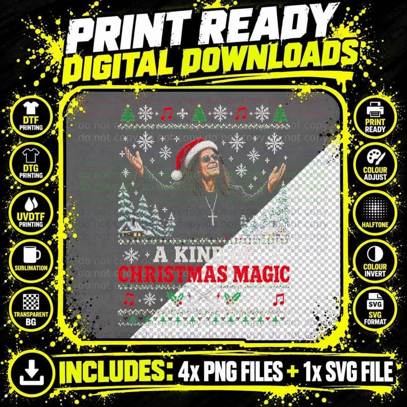 Ozzy Osbourne Christmas Magic Sweater Heavy Metal Xmas Png SVG Digital Bundle